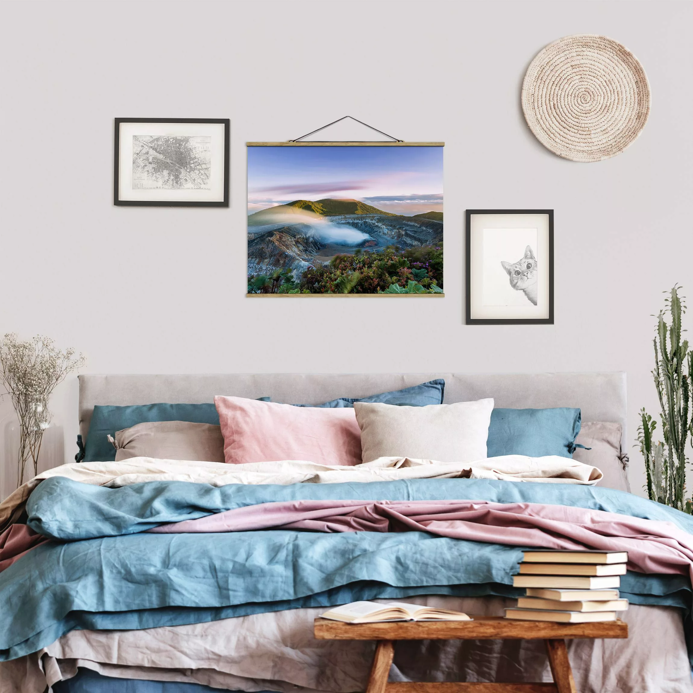Stoffbild mit Posterleisten Vulkan Poas bei Sonnenaufgang günstig online kaufen