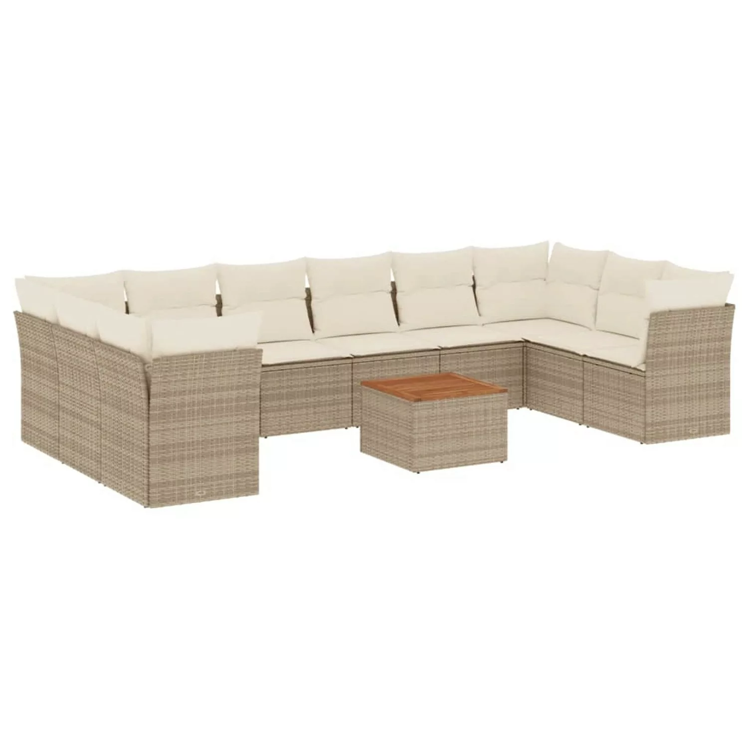 vidaXL 11-tlg Garten-Sofagarnitur mit Kissen Beige Poly Rattan Modell 87 günstig online kaufen