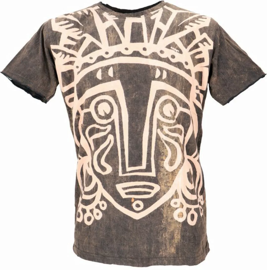 Guru-Shop T-Shirt Mirror Herren T-Shirt, Yoga Shirt - Face/taupe Goa Style, günstig online kaufen