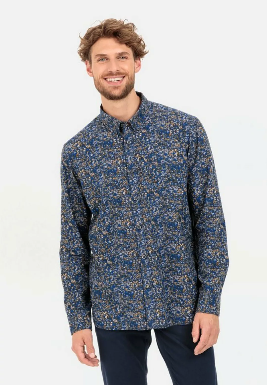 camel active Langarmhemd mit Allover-Print Button-Down günstig online kaufen