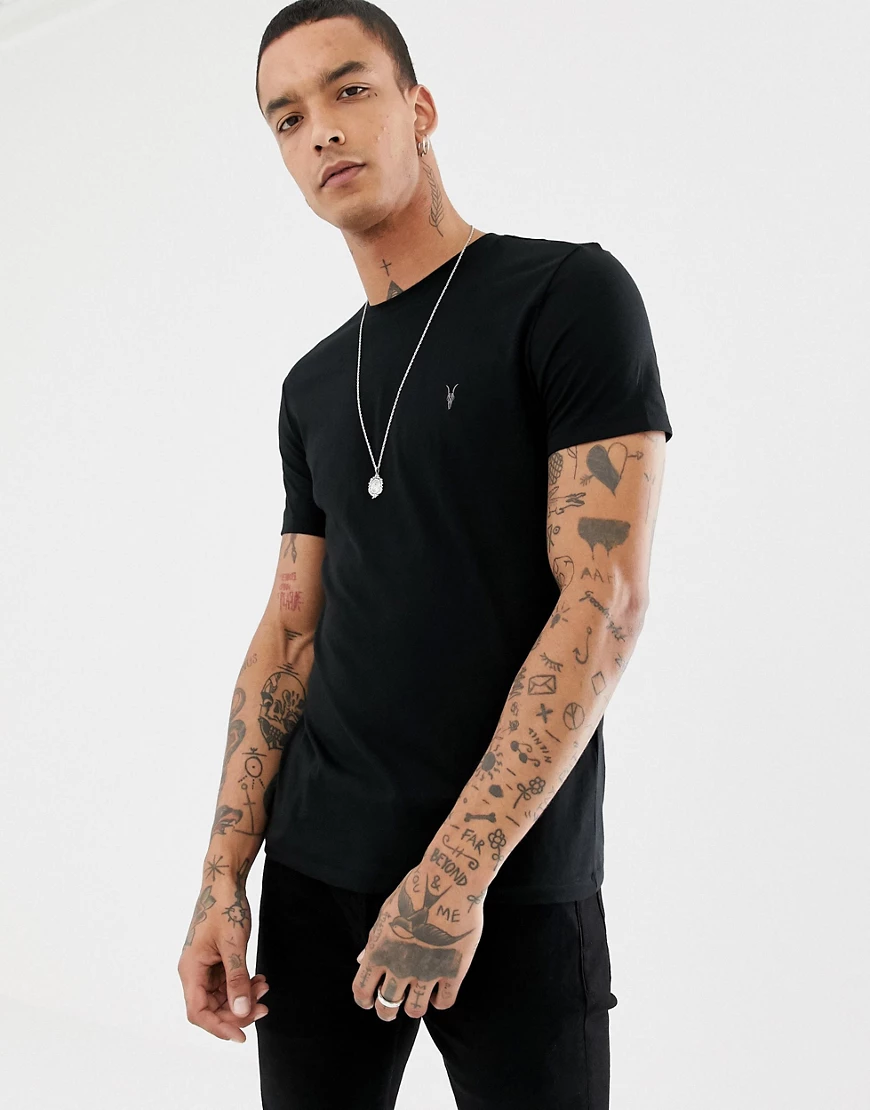 AllSaints – Tonic – Schwarzes T-Shirt mit Widderkopf-Logo günstig online kaufen