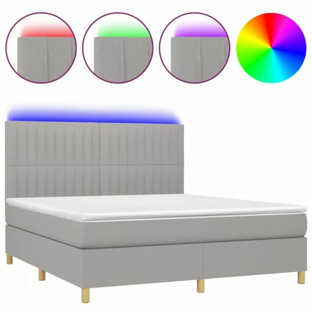 vidaXL Boxspringbett Boxspringbett mit Matratze LED Hellgrau 160x200 cm Sto günstig online kaufen