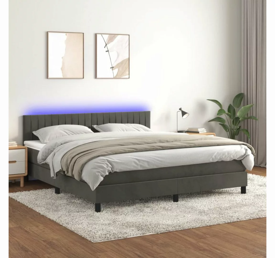 vidaXL Boxspringbett Bett Boxspringbett mit Matratze & LED Samt (180 x 200 günstig online kaufen