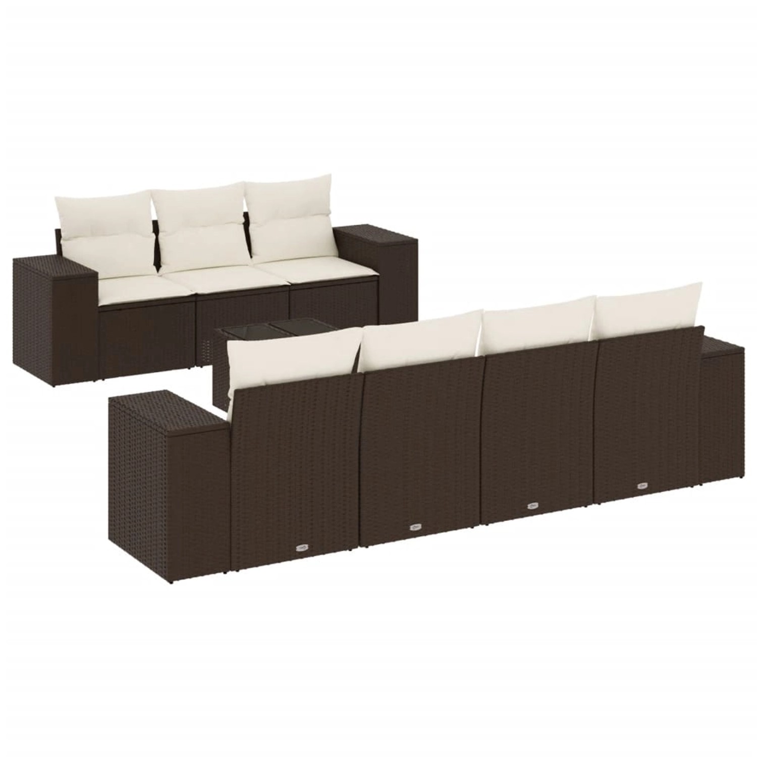 vidaXL 8-Tlg Garten-Sofagarnitur mit Kissen Braun Poly Rattan 3254670 günstig online kaufen