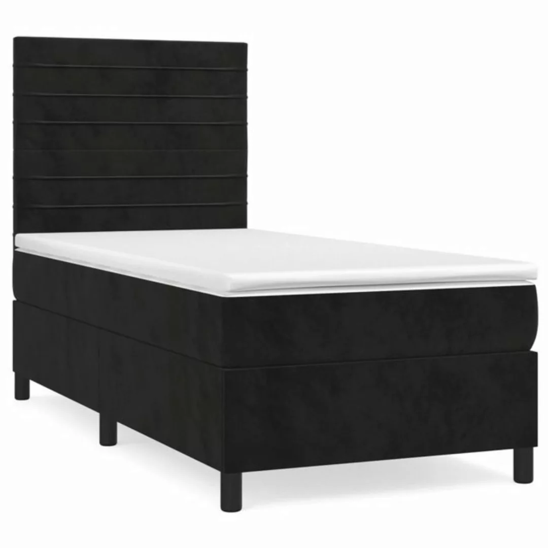 vidaXL Bett Boxspringbett mit Matratze Schwarz 80x200 cm Samt günstig online kaufen