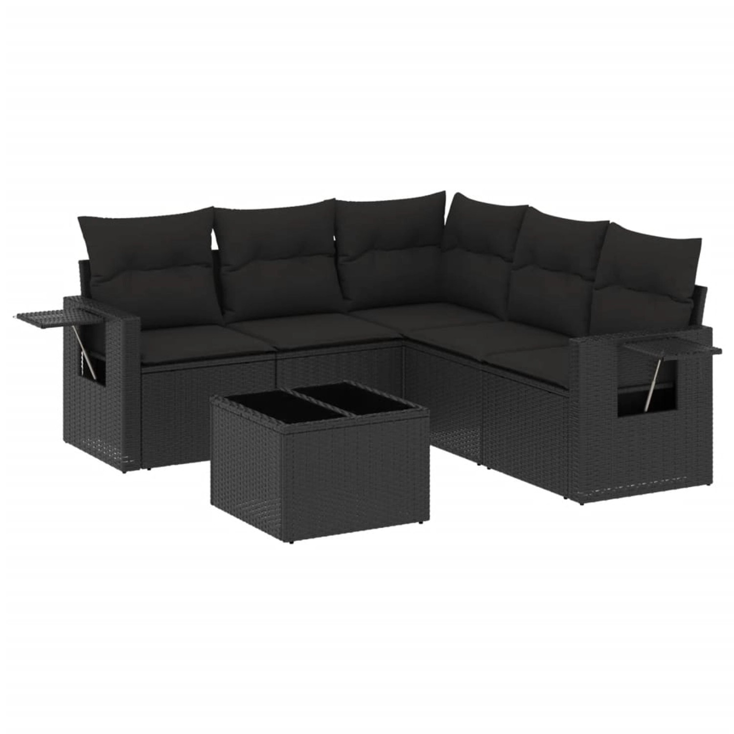vidaXL 6-Tlg Garten-Sofagarnitur mit Kissen Schwarz Poly Rattan 3252492 günstig online kaufen