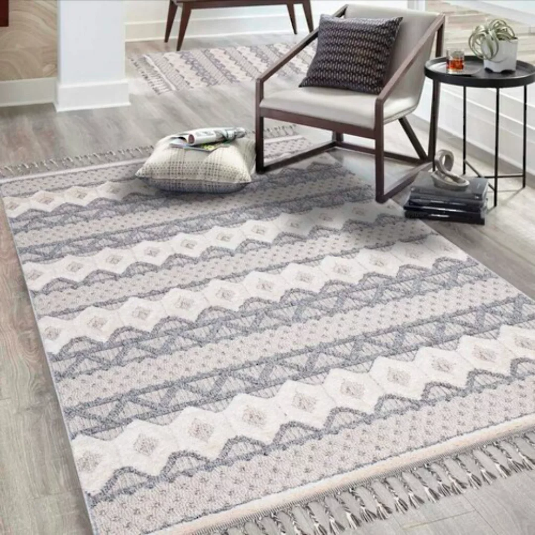 Carpet City Teppich »Valencia 728«, rechteckig, Boho-Stil, 3D-Effekt, mit F günstig online kaufen