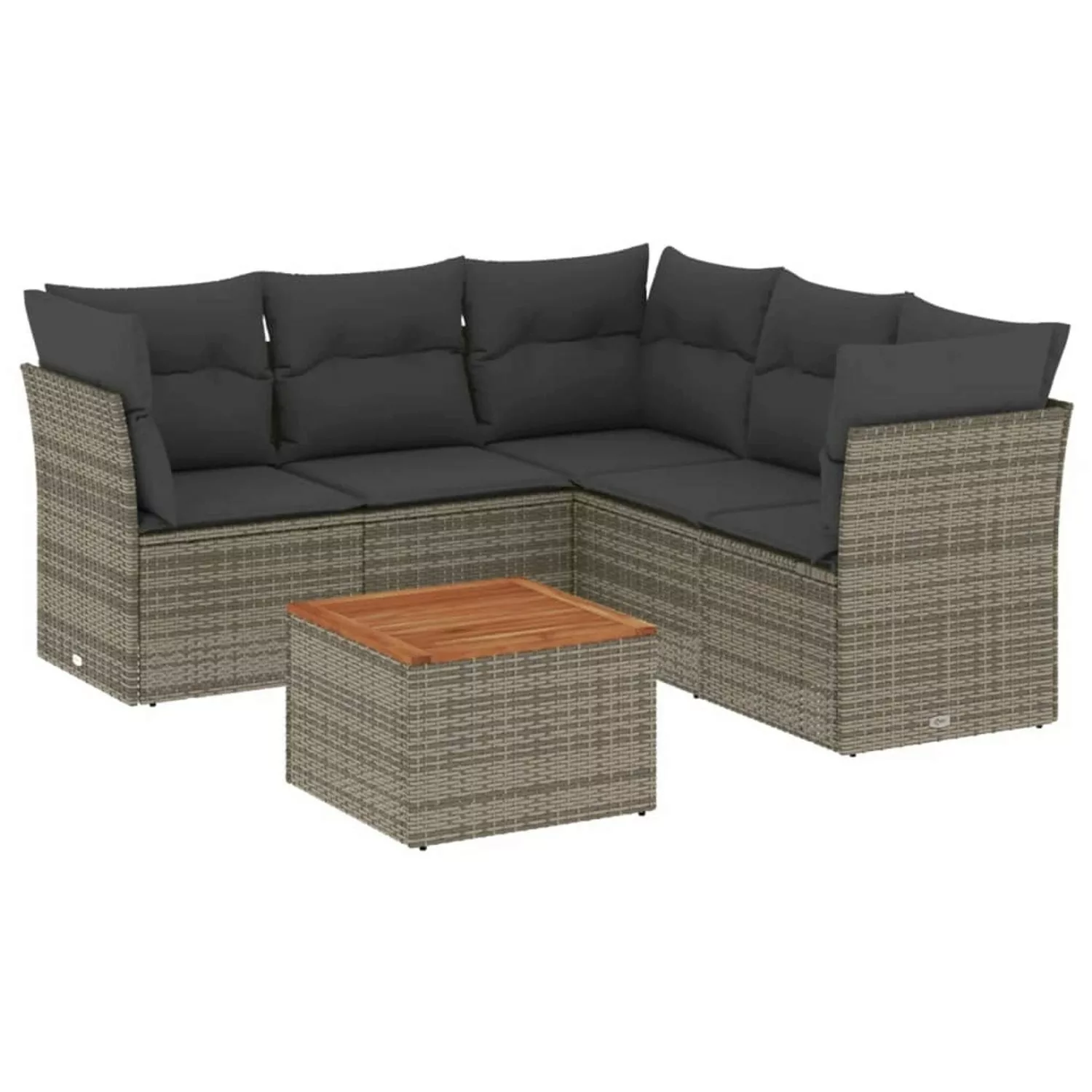 vidaXL 6-tlg Garten-Sofagarnitur mit Kissen Grau Poly Rattan Modell 80 günstig online kaufen