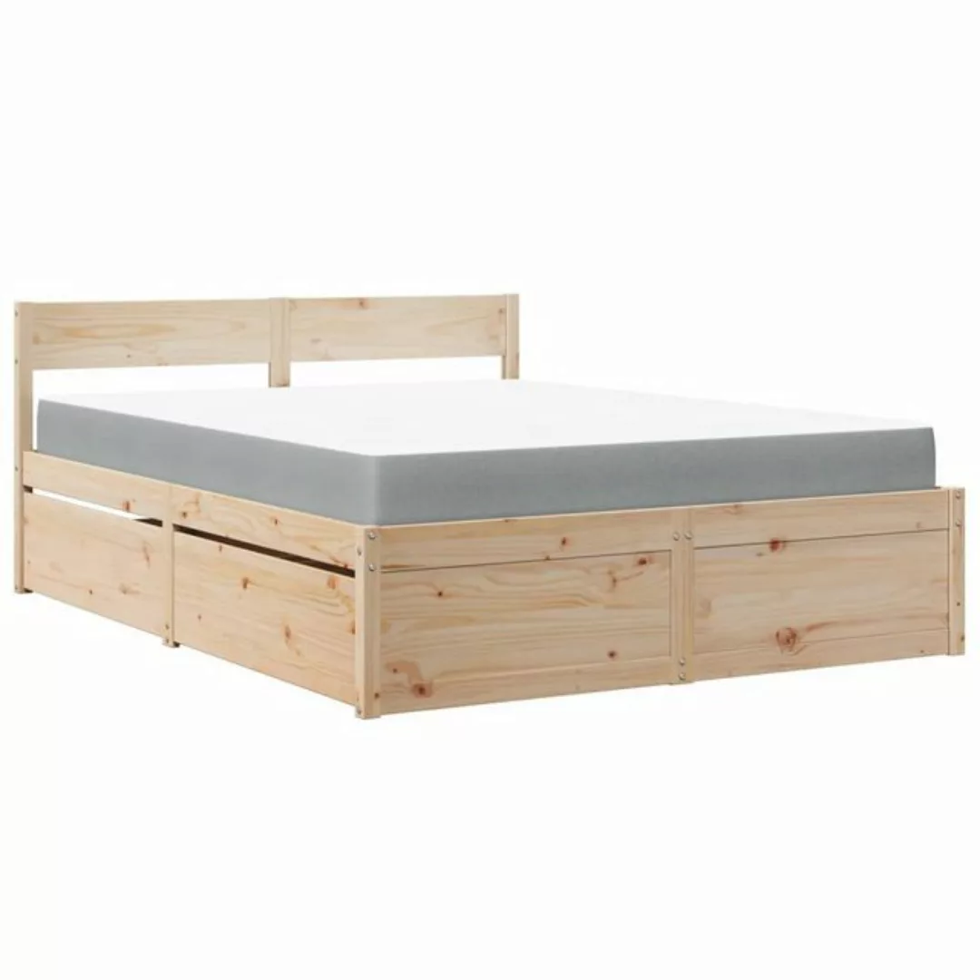 vidaXL Bett Bett mit Schubladen und Matratze 140x200 cm Massivholz Kiefer günstig online kaufen