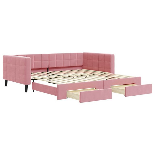 vidaXL Bett, Tagesbett Ausziehbar mit Schubladen Rosa 100x200 cm Samt günstig online kaufen