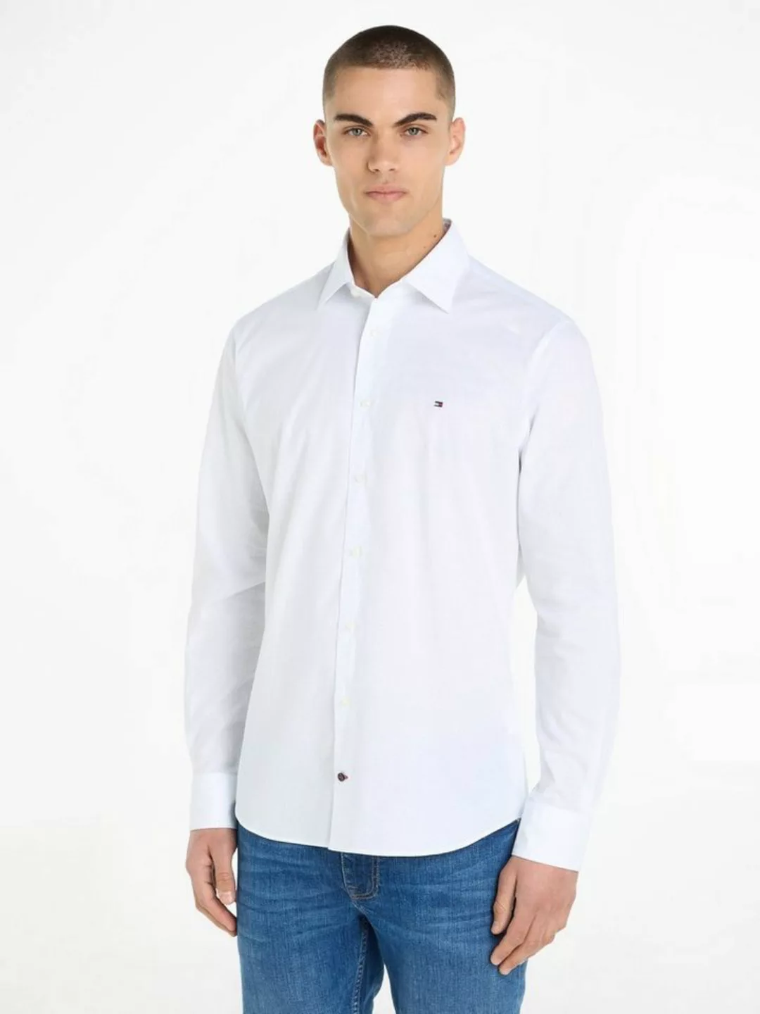 Tommy Hilfiger Langarmhemd CL W-TILE PRINT RF SHIRT mit dezenter Labelflag günstig online kaufen