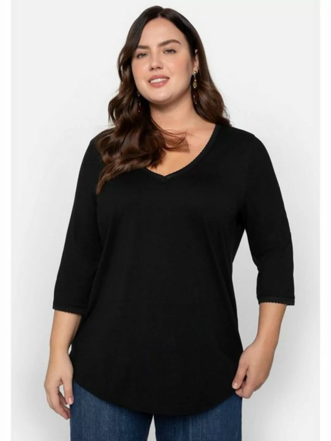 Sheego 3/4-Arm-Shirt Große Größen mit Bogenkante, in leichter A-Linie günstig online kaufen