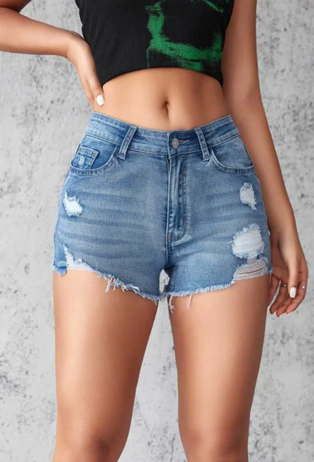 SEGUEN Jeansshorts Ripped Denim Shorts Damen elastisch (Schlanke Persönlich günstig online kaufen