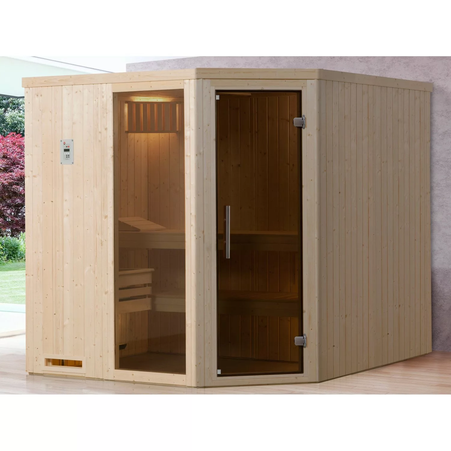 Weka Element-Ecksauna 508 OS Set Gr. 3 mit Glastür und Fensterelement günstig online kaufen