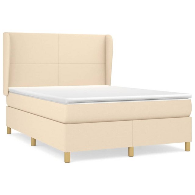 vidaXL Boxspringbett, Boxbett mit Matratze Creme 140x200 cm Stoff günstig online kaufen