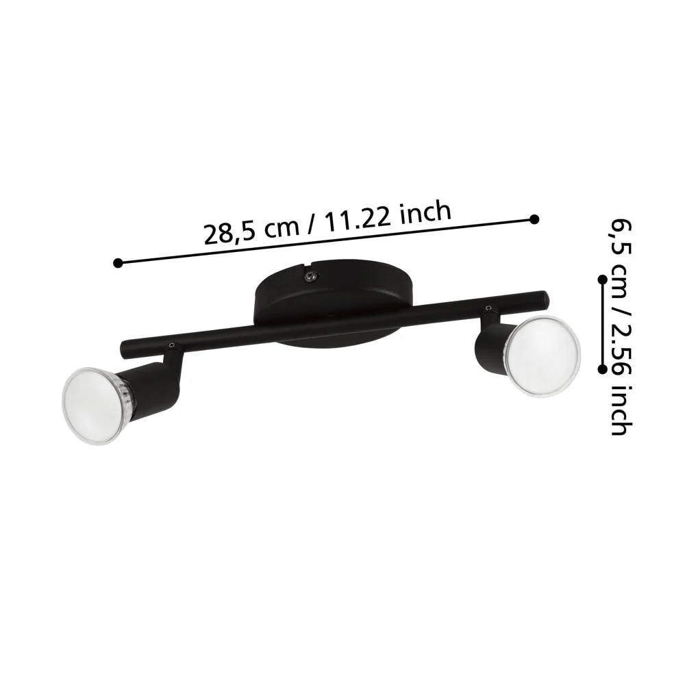LED Deckenleuchte Buzz-Led in Schwarz 2x 2,8W 480lm GU10 günstig online kaufen