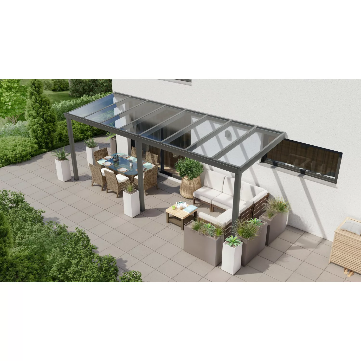 Terrassenüberdachung Professional 600 cm x 300 cm Anthrazit Struktur Glas günstig online kaufen