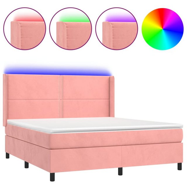 vidaXL Boxspringbett Boxspringbett mit Matratze und LED Samt (160 x 200 cm, günstig online kaufen