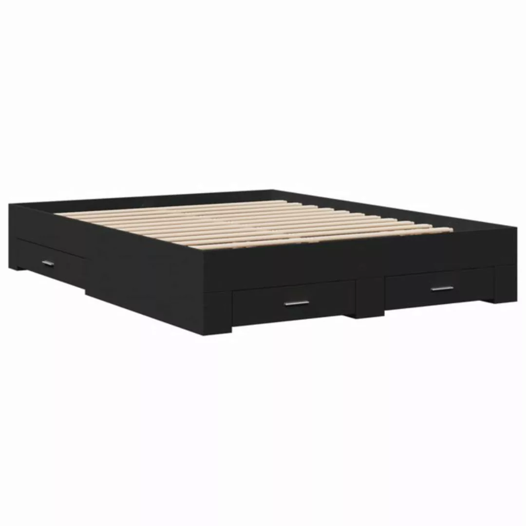 vidaXL Bett Bettgestell mit Schubladen Schwarz 140x200 cm Holzwerkstoff günstig online kaufen