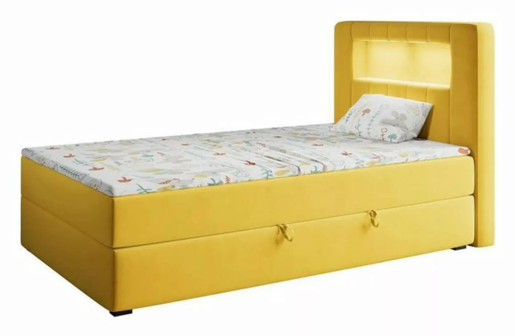 DB-Möbel Kinderbett JUNIOR-BETT Kinderbett mit LED, Matratze Weicher Samtst günstig online kaufen