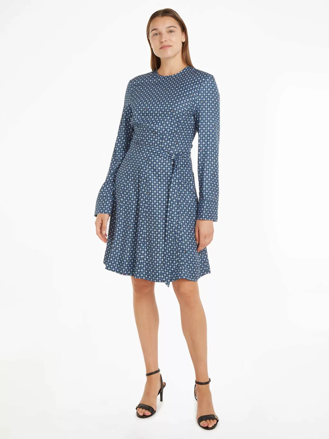 Tommy Hilfiger Blusenkleid FOULARD FIT & FLARE KNEE DRESS mit Tommy Hilfige günstig online kaufen