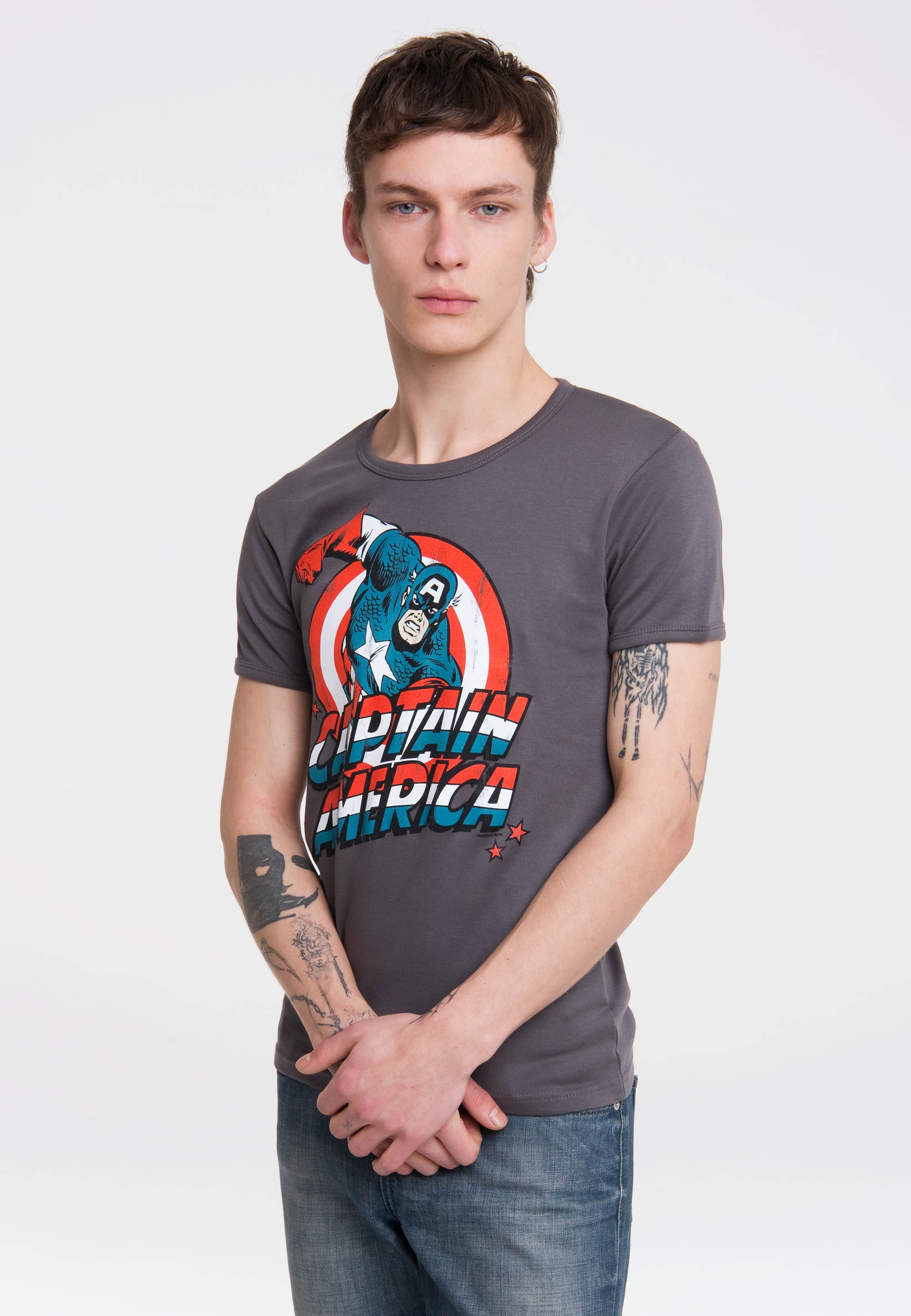 LOGOSHIRT T-Shirt "Captain America", mit Retro-Frontprint günstig online kaufen