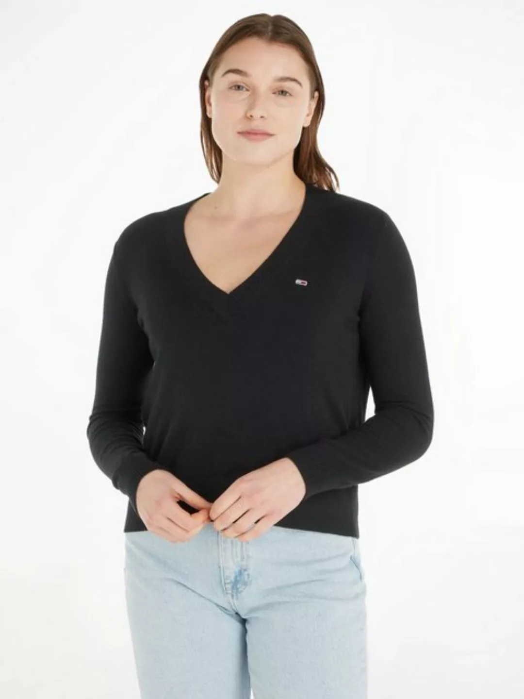 Tommy Jeans V-Ausschnitt-Pullover TJW ESSENTIAL VNECK SWEATER mit Tommy Jea günstig online kaufen