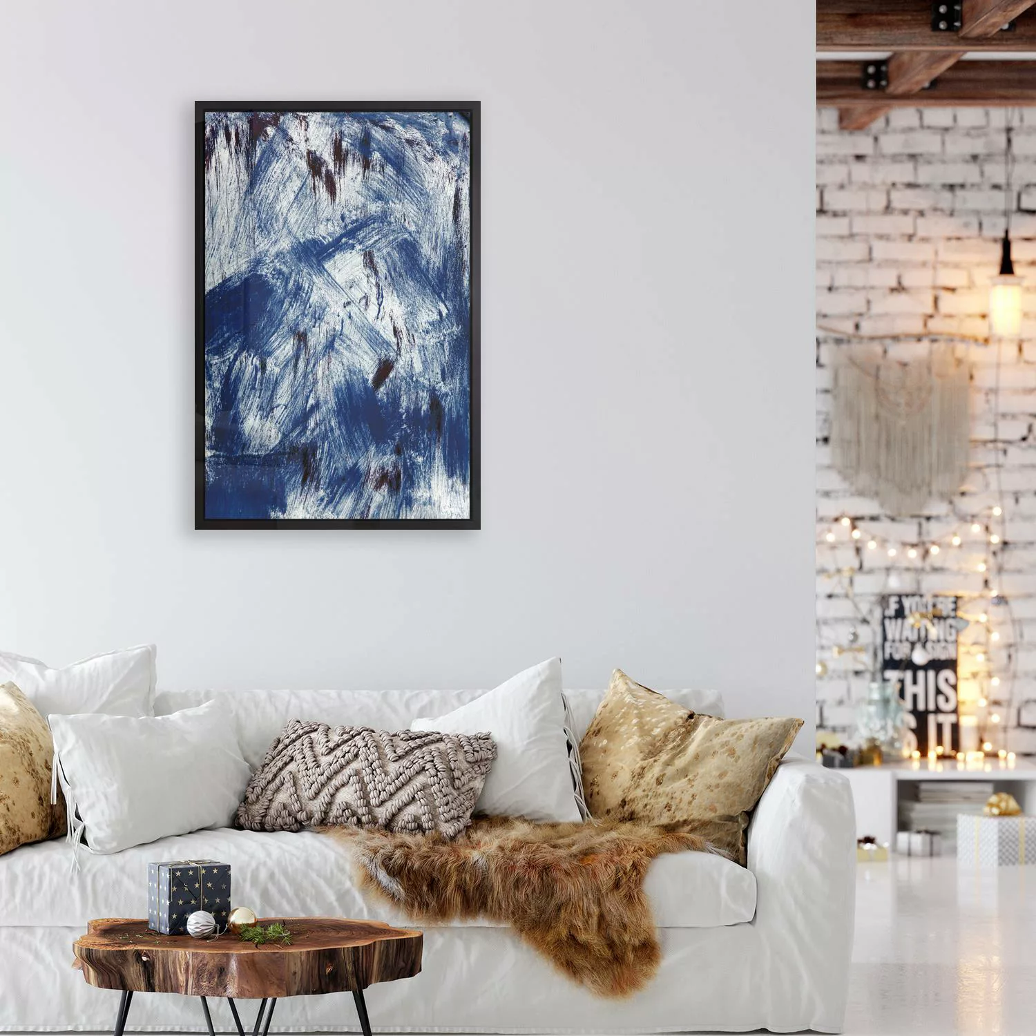 queence Leinwandbild »Abstrakt Blau und Weiß«, Abstrakt-Abstrakte-Kunst-Mod günstig online kaufen