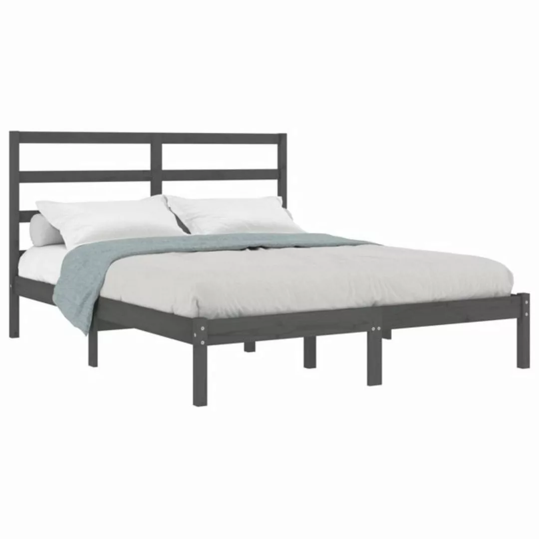 vidaXL Bett Massivholzbett Grau 135x190 cm günstig online kaufen