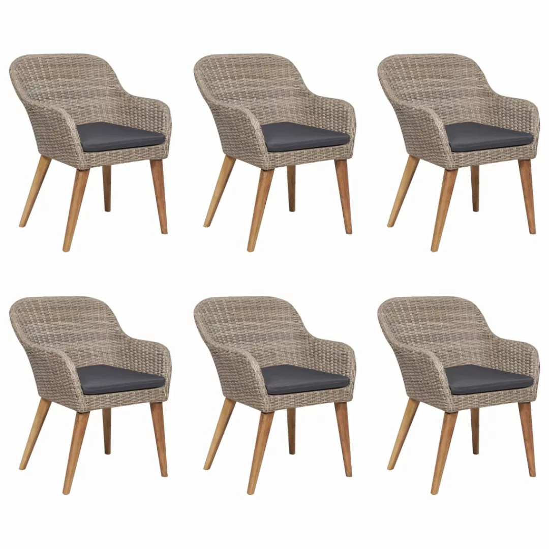 7-tlg. Garten-essgruppe Poly Rattan Braun günstig online kaufen