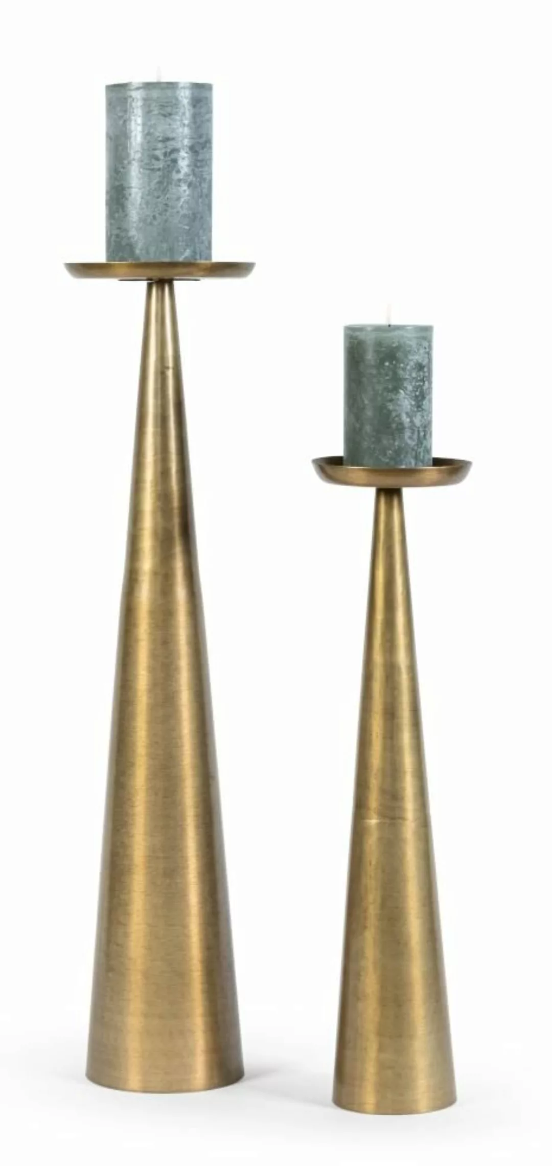 Dekocandle Kerzenleuchter Kerzenhalter matt brass antique Ø 19 x 82cm (1Stk günstig online kaufen