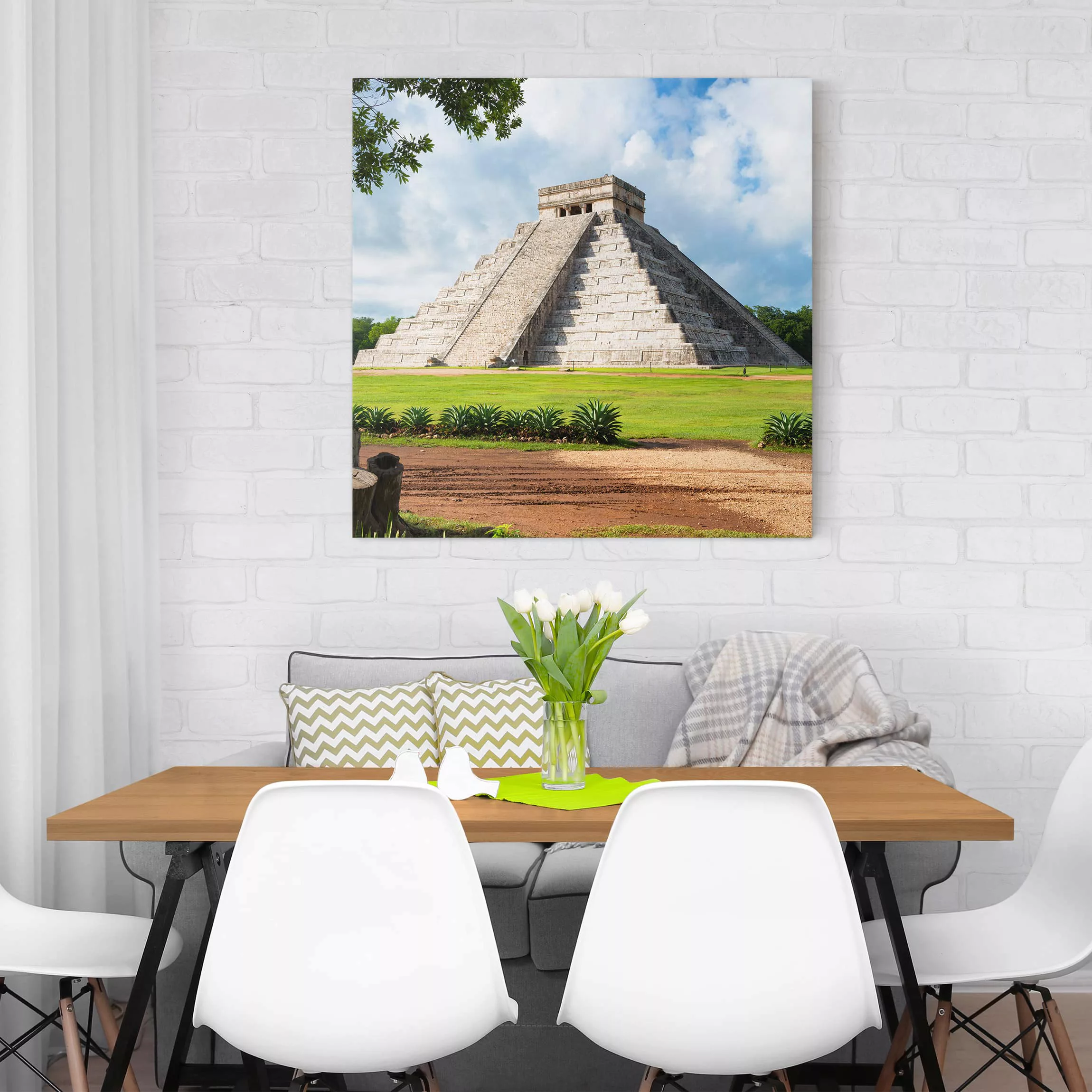 Leinwandbild Architektur & Skyline - Quadrat El Castillo Pyramide günstig online kaufen