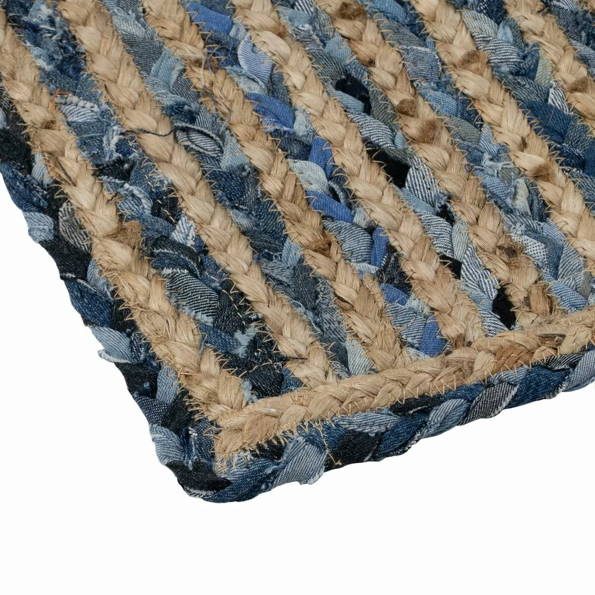 Teppich 290 X 200 Cm Natürlich Blau Baumwolle Jute günstig online kaufen