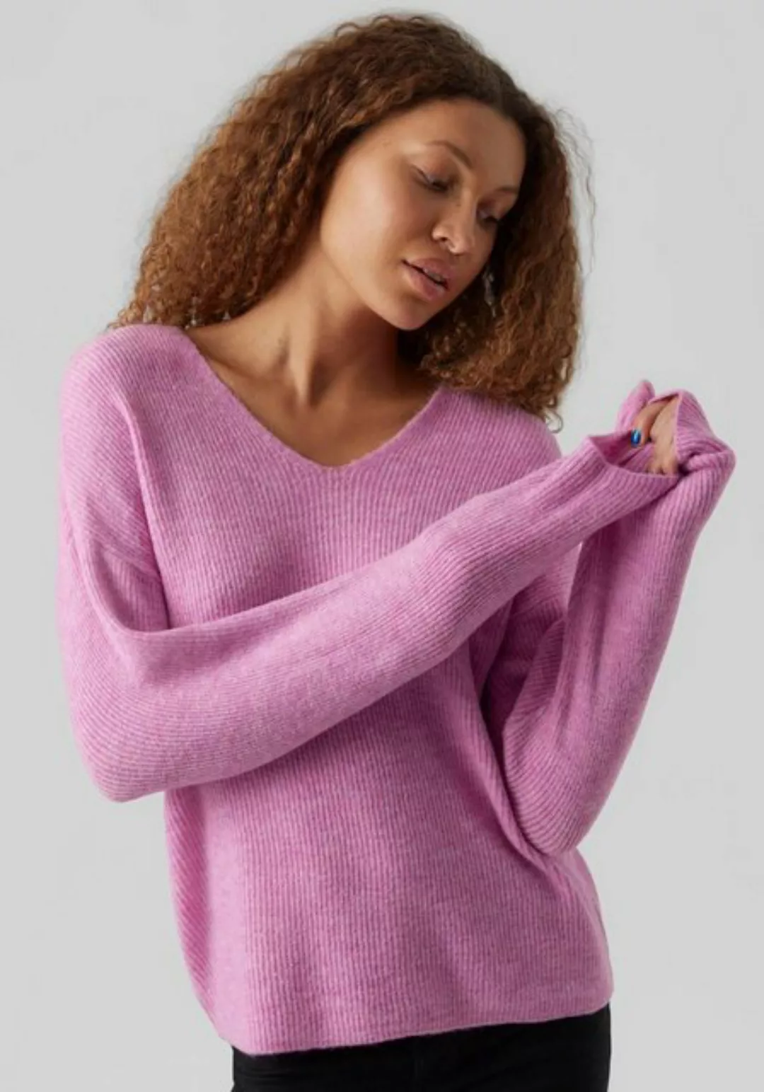 Vero Moda V-Ausschnitt-Pullover VMCREWLEFILE LS V-NECK BLOUSE NOOS günstig online kaufen