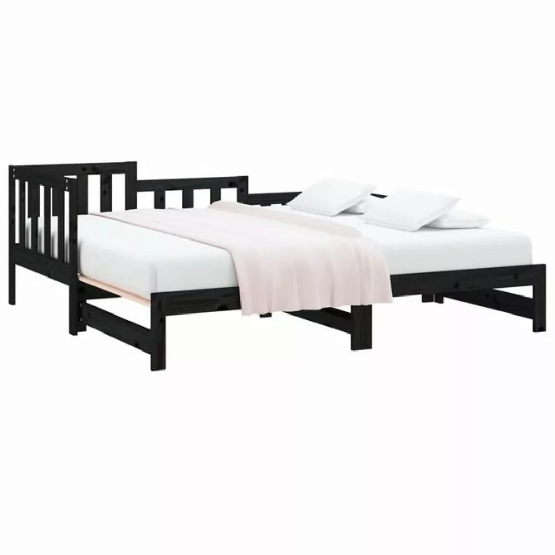 vidaXL Bett Tagesbett Ausziehbar Schwarz 2x(80x200) cm Massivholz Kiefer günstig online kaufen