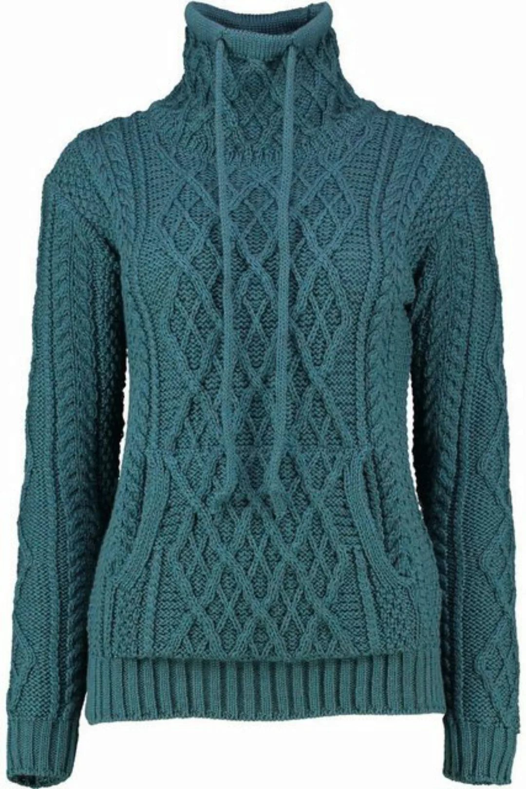 Carraig Donn Strickpullover petrol im typischen Irland Aran Strick günstig online kaufen