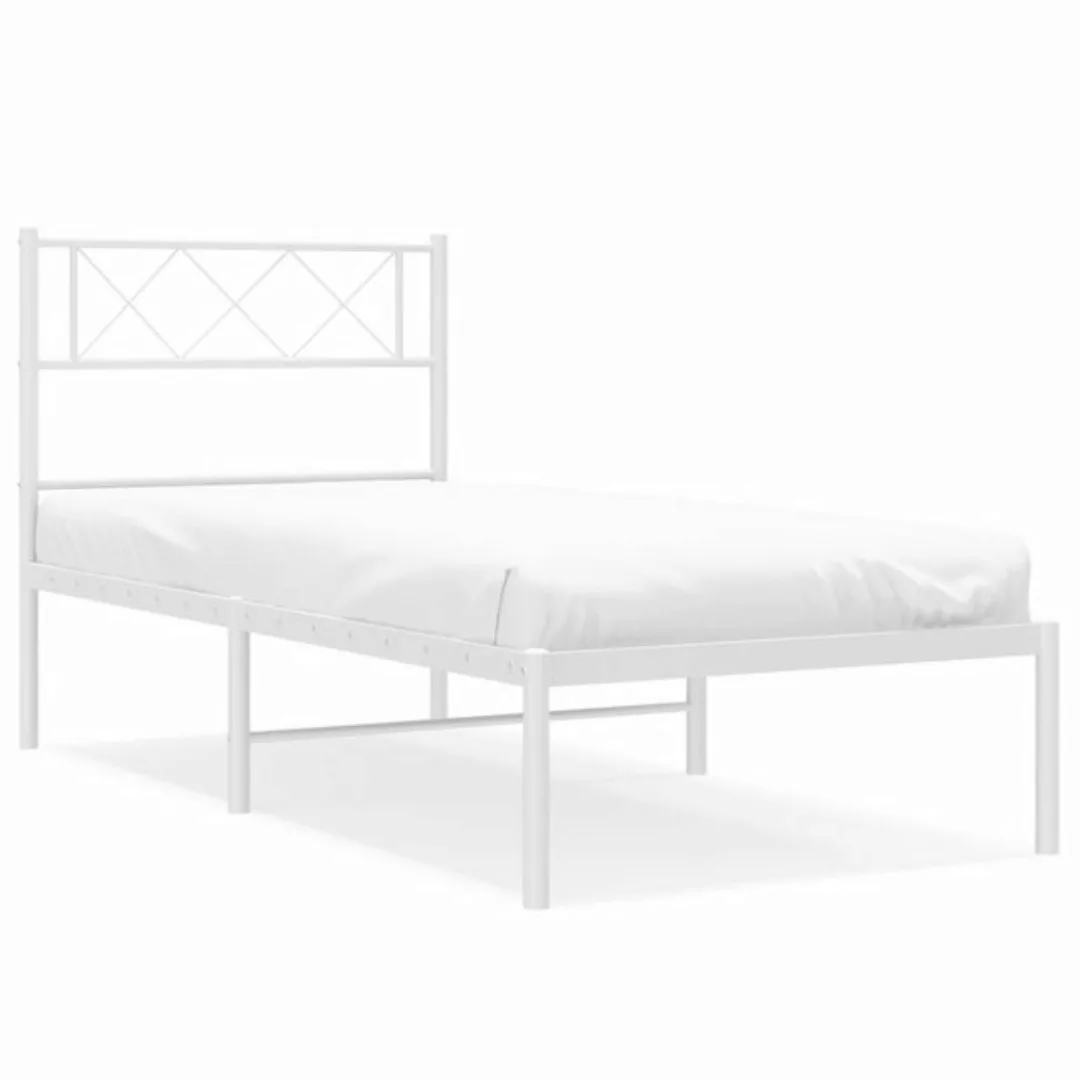 vidaXL Bettgestell, Bettrahmen mit Kopfteil Metall Weiß 107x203 cm günstig online kaufen