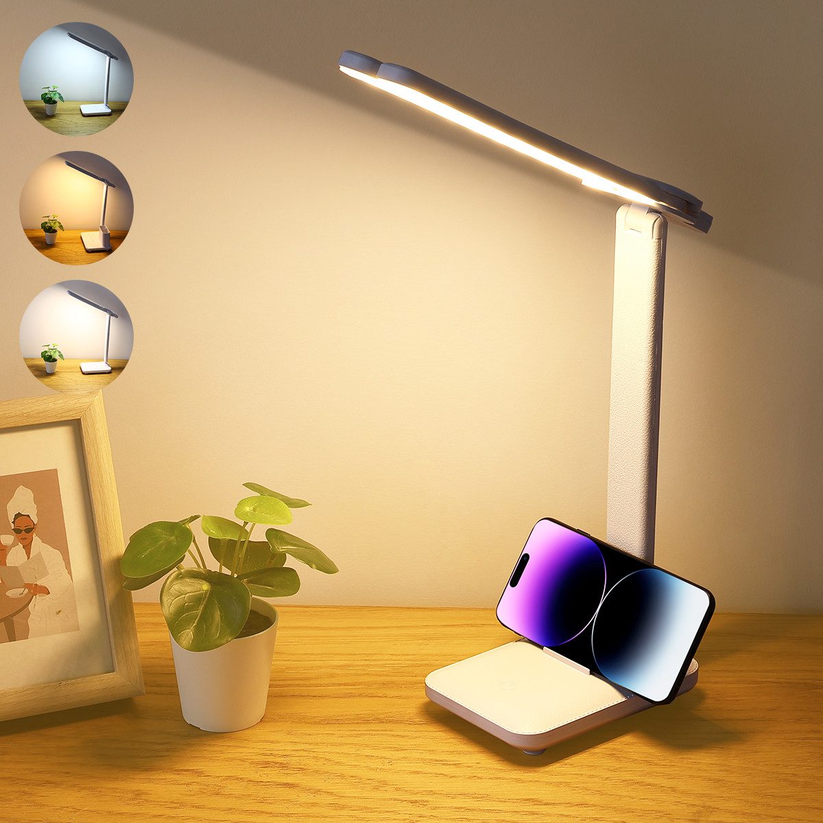 Quntis Schreibtischlampe 45cm Doppelkopf Schreibtischlampe, LED günstig online kaufen