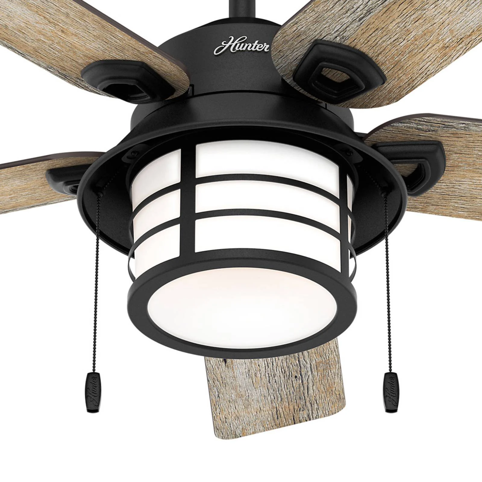 Hunter Santorini Ventilator m. Licht, holz/schwarz günstig online kaufen