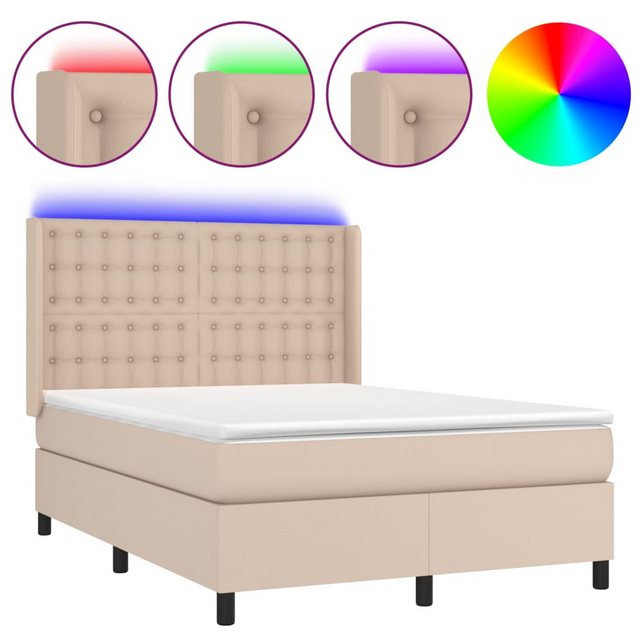 vidaXL Boxspringbett Boxspringbett mit Matratze und LED Kunstleder (140 x 1 günstig online kaufen