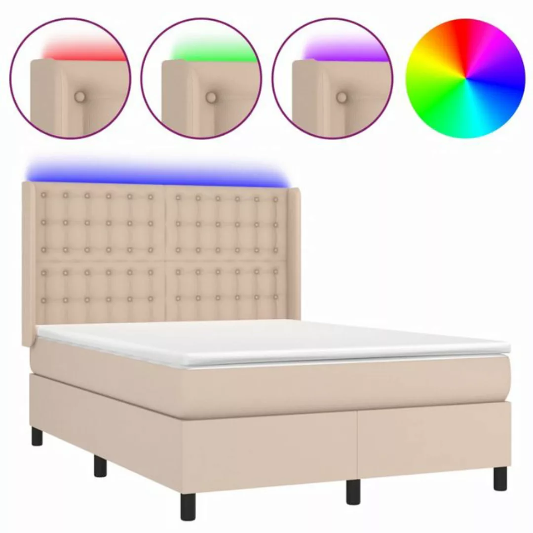 vidaXL Boxspringbett Boxspringbett mit Matratze und LED Kunstleder (140 x 2 günstig online kaufen