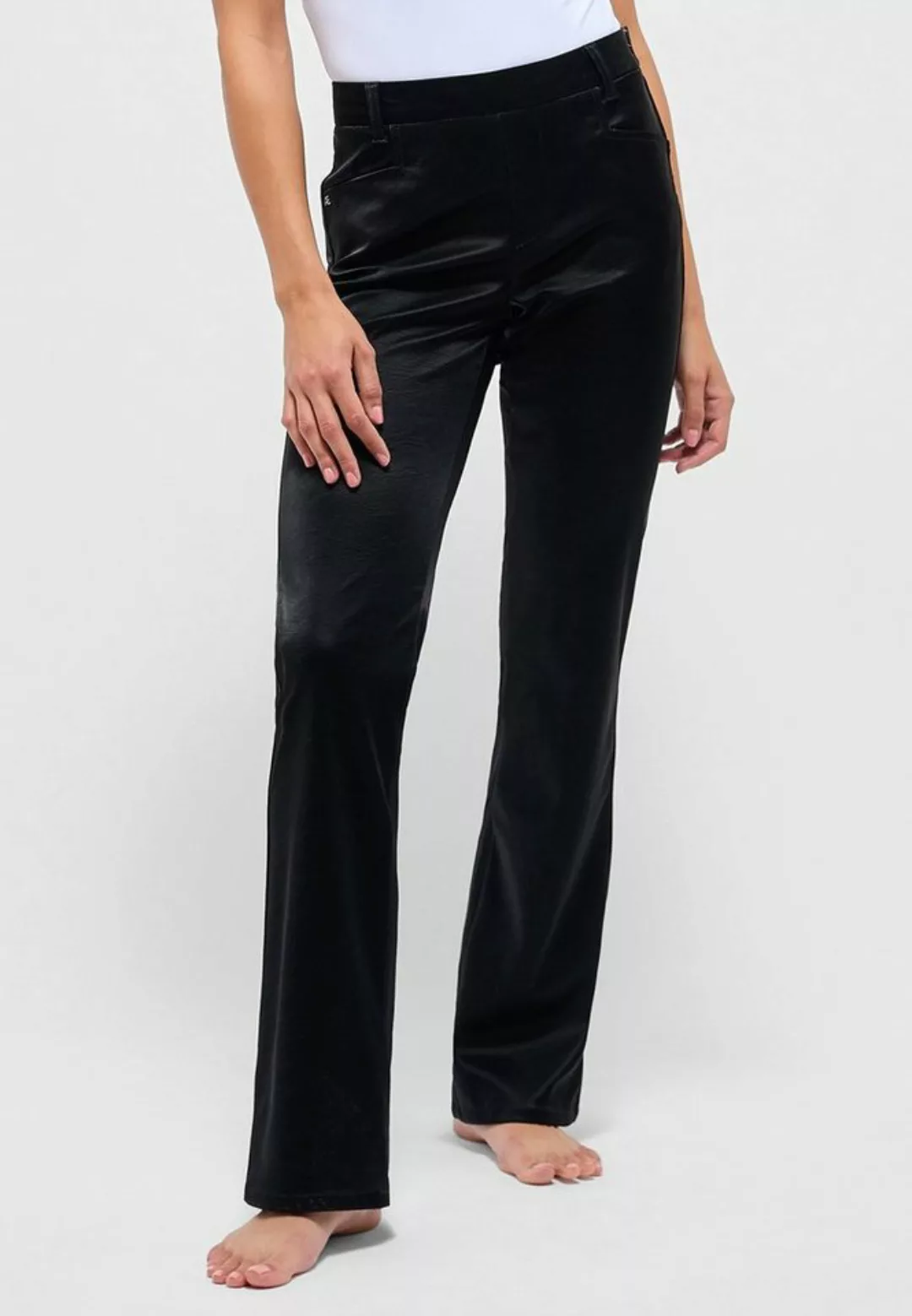 AENGELS Lederimitathose Hose Bootcut mit Glam Fake Leather günstig online kaufen