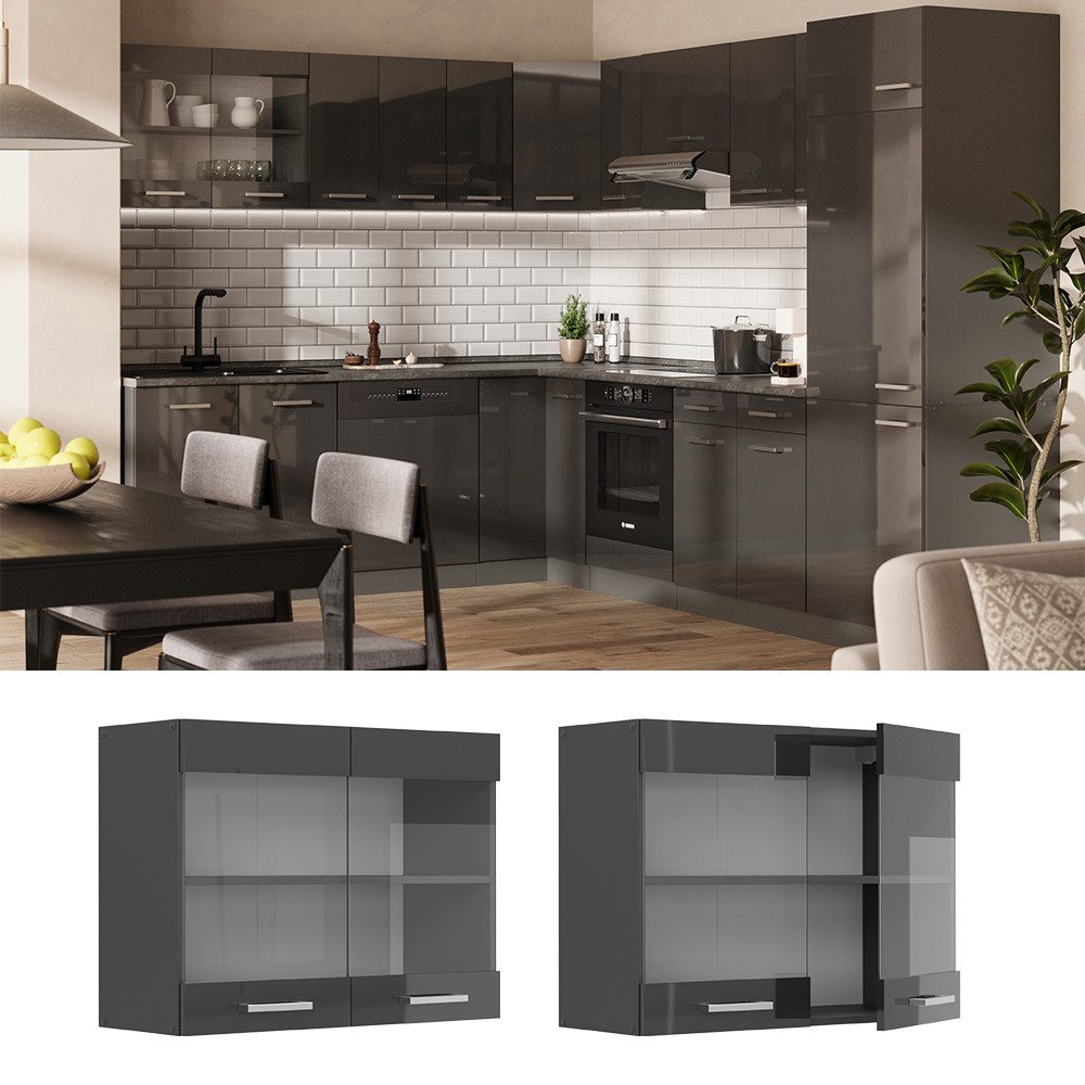 Vicco Glashängeschrank R-Line, Anthrazit Hochglanz/Anthrazit, 80 günstig online kaufen
