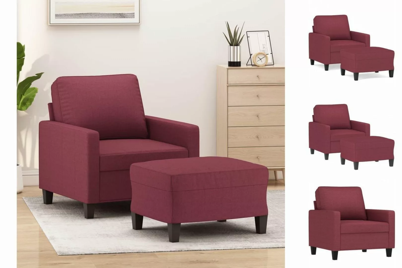 vidaXL Sofa Sessel mit Hocker Weinrot 60 cm Stoff günstig online kaufen