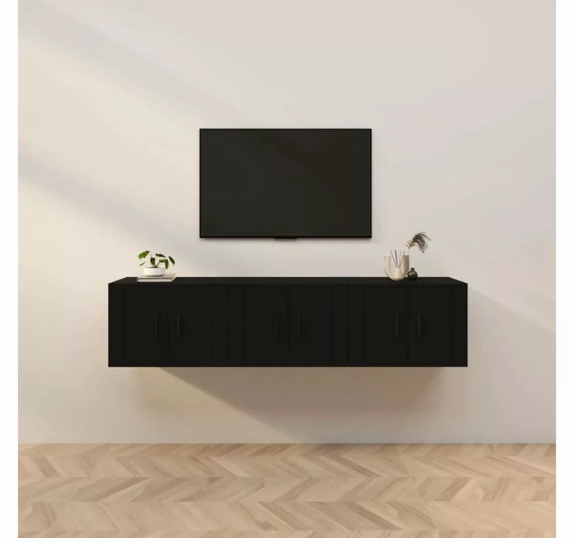 furnicato TV-Schrank TV-Wandschränke 3 Stk. Schwarz 57x34,5x40 cm günstig online kaufen