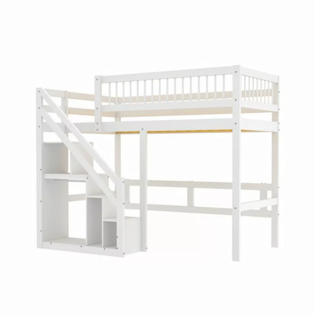 HAUSS SPOLE Etagenbett 90x 200 cm Massivholzbett, Treppe mit Aufbewahrungss günstig online kaufen