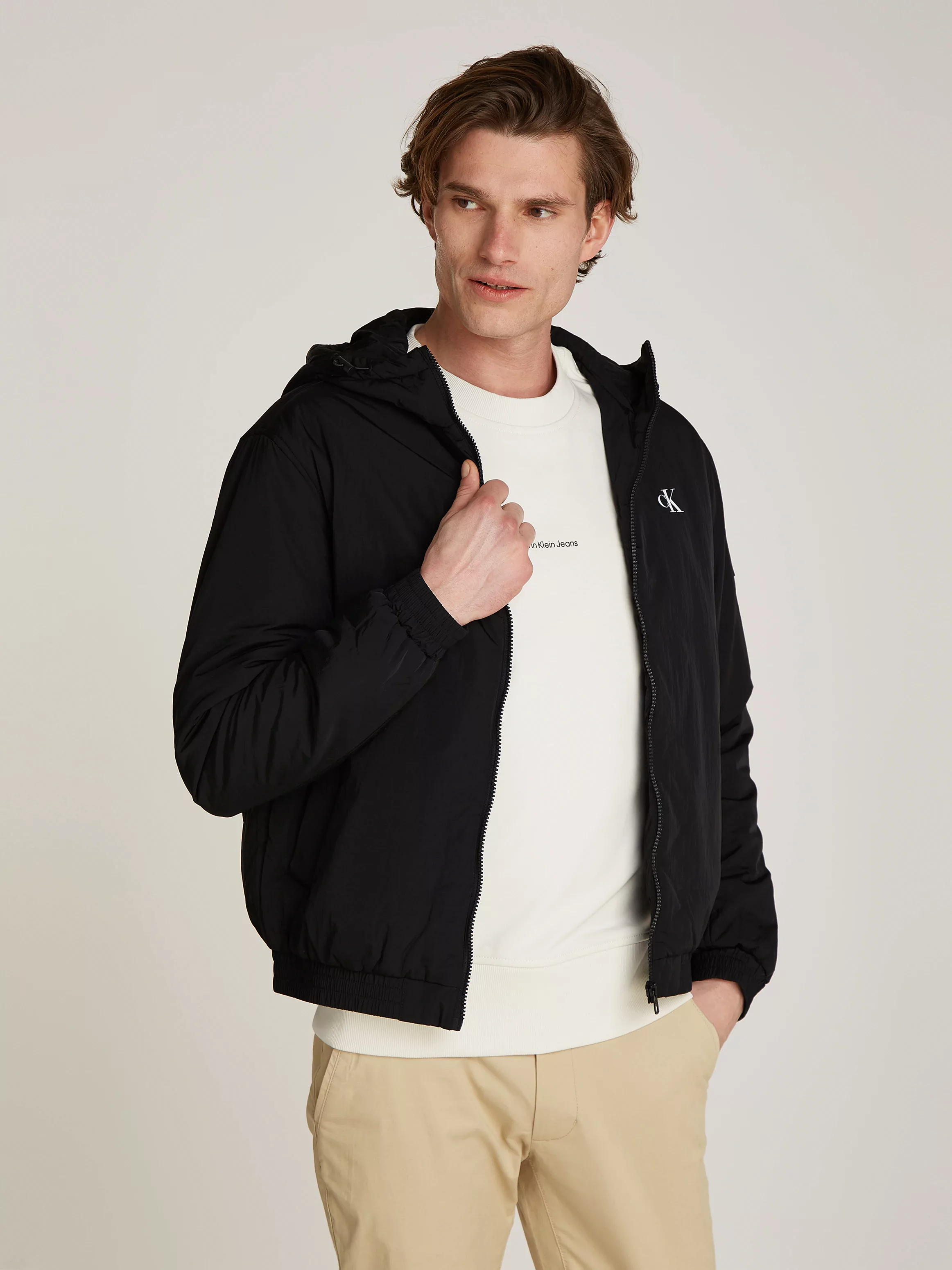 Calvin Klein Jeans Outdoorjacke PADDED HOODED HARRINGTON mit Logoprägung günstig online kaufen