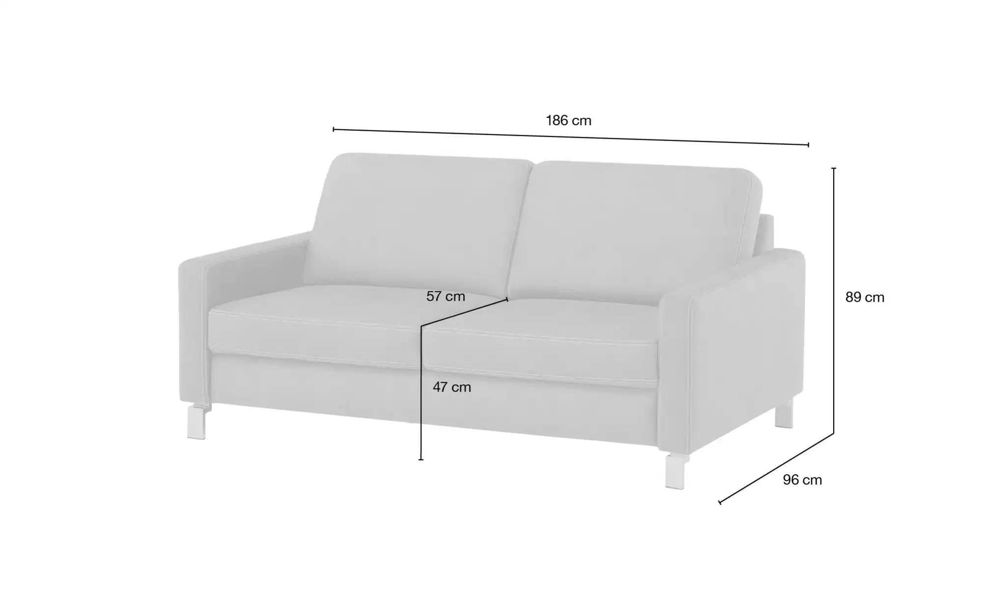 Max Schelling Einzelsofa  Maximum Plus ¦ grau ¦ Maße (cm): B: 186 H: 89 T: günstig online kaufen