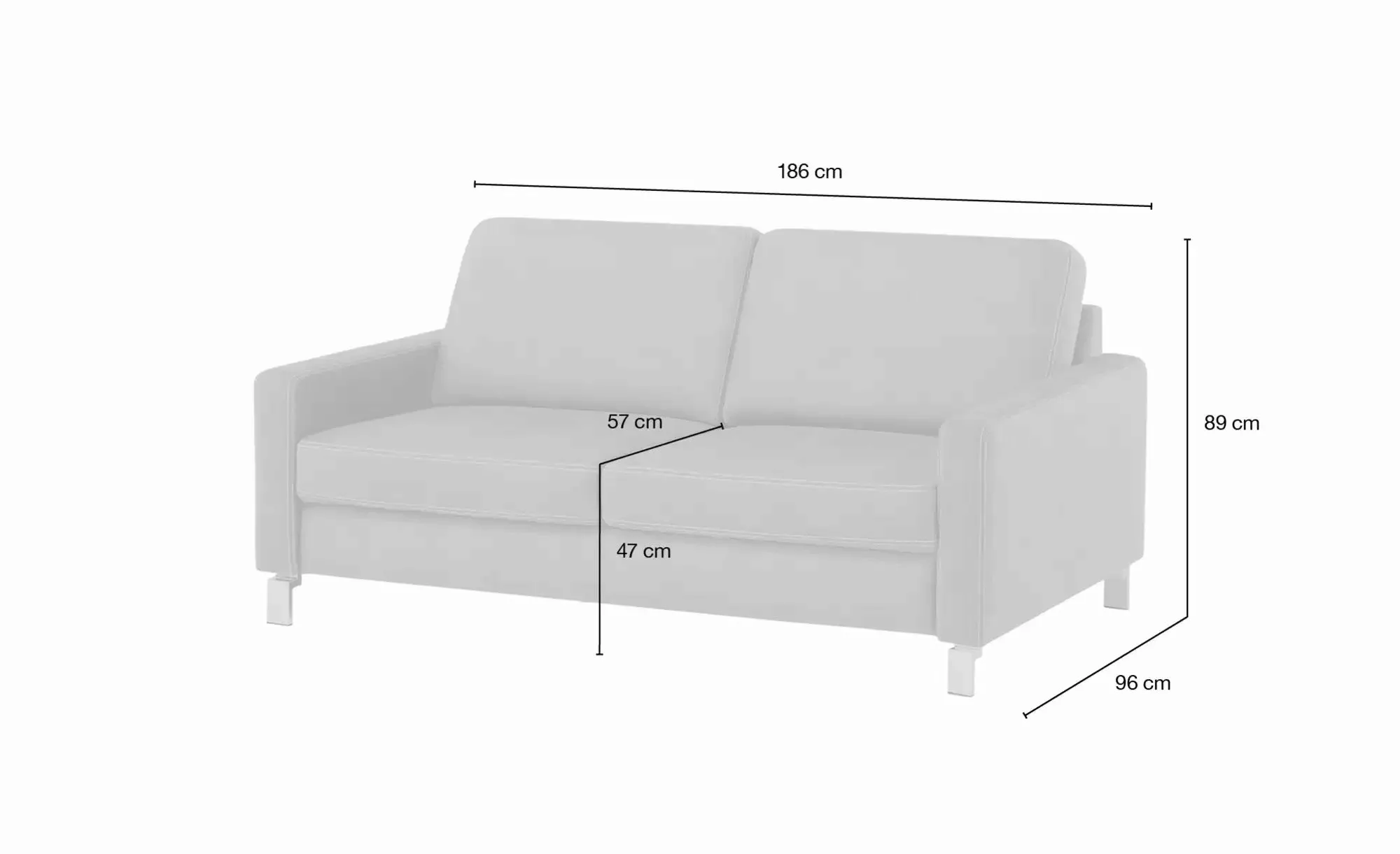 Max Schelling Einzelsofa  Maximum Plus ¦ grau ¦ Maße (cm): B: 186 H: 89 T: günstig online kaufen