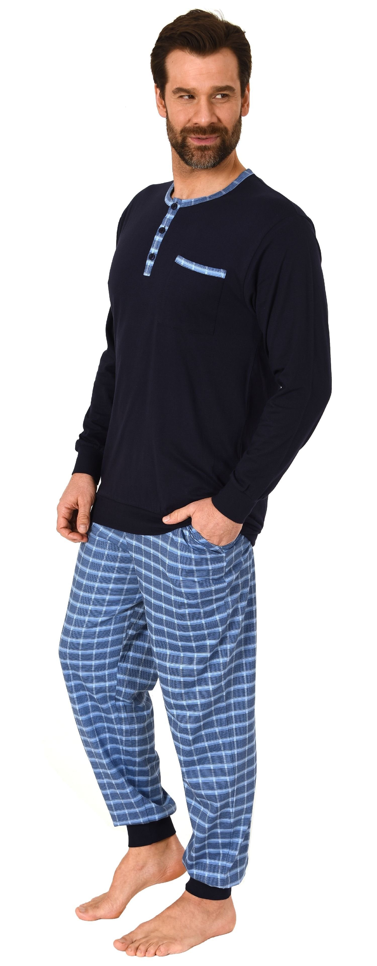 Normann Pyjama Herren Schlafanzug mit Bündchen günstig online kaufen